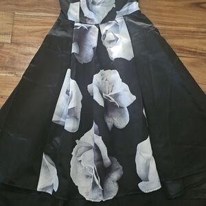 Black Dress with Gray Rose Print